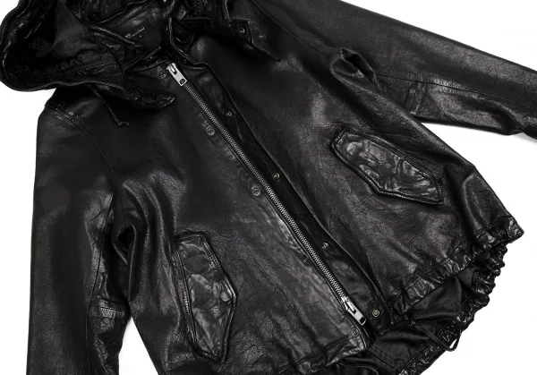 エヌシービーニートカプリスブランドNCB neat caprice brand フード着脱レザージャケット 黒S K-113707_010