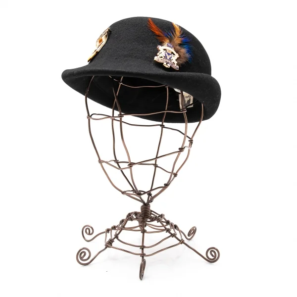 カシラCA4LA エンブレムウールチロリアンハット 黒 K-113710_001