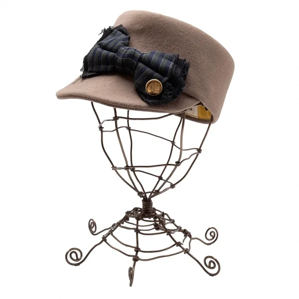 カシラCA4LA リボンデザインウールフェルトキャップ モカ K-113711_001