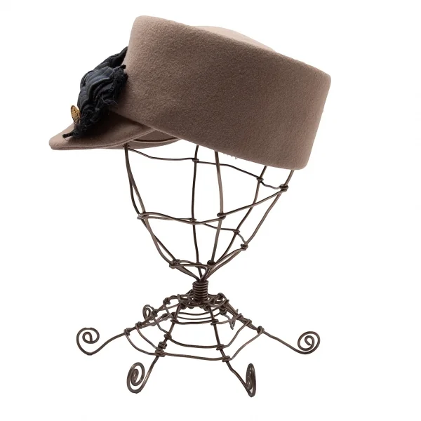 カシラCA4LA リボンデザインウールフェルトキャップ モカ K-113711_003