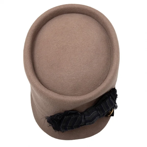 カシラCA4LA リボンデザインウールフェルトキャップ モカ K-113711_005