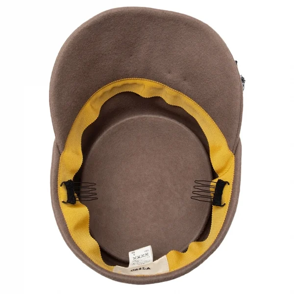 カシラCA4LA リボンデザインウールフェルトキャップ モカ K-113711_007