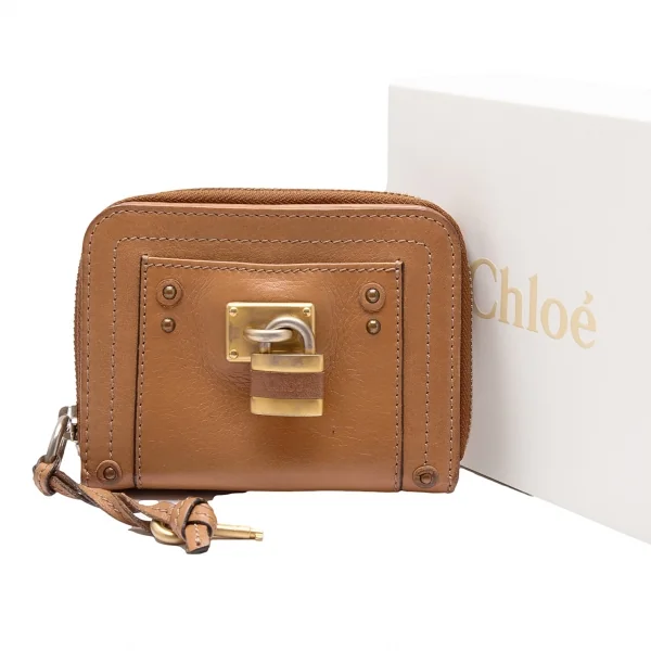 クロエChloe パディントンカデナウォレット 茶 K-113717_001