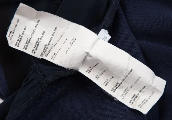 プラダPRADA サイドギャザーシルク切替コットンニット 紺36 K-113746_016