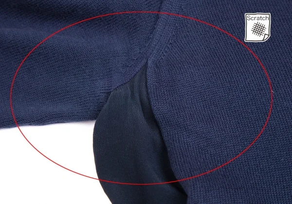 プラダPRADA サイドギャザーシルク切替コットンニット 紺36 K-113746_004