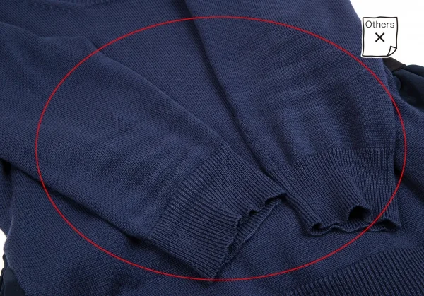 プラダPRADA サイドギャザーシルク切替コットンニット 紺36 K-113746_007