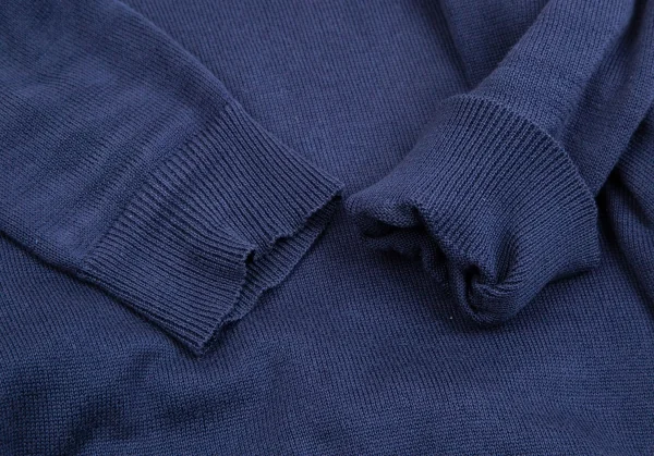 プラダPRADA サイドギャザーシルク切替コットンニット 紺36 K-113746_008