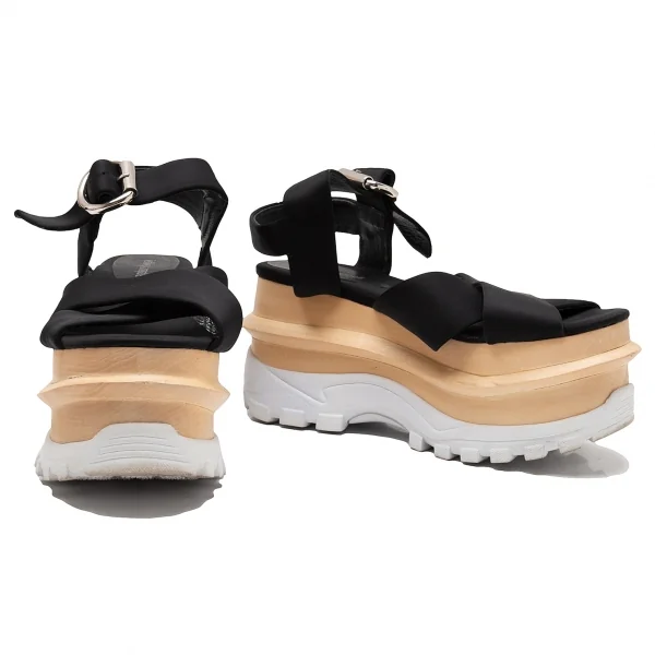 ジェフリーキャンベルJeffrey Campbell スニーカーソールドッキングプラットフォームサンダル 黒ベージュ白38(24cm位) K-113758_001