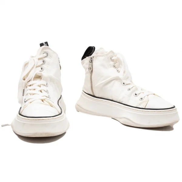 リミフゥ×ミハラヤスヒロLIMI feu×MIHARA YASUHIRO ねじれキャンバスハイカットスニーカー 白37(23.5) K-113763_001