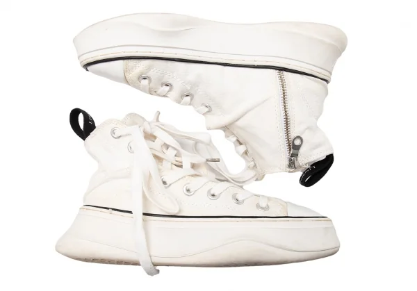 リミフゥ×ミハラヤスヒロLIMI feu×MIHARA YASUHIRO ねじれキャンバスハイカットスニーカー 白37(23.5) K-113763_003