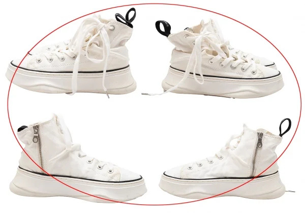 リミフゥ×ミハラヤスヒロLIMI feu×MIHARA YASUHIRO ねじれキャンバスハイカットスニーカー 白37(23.5) K-113763_008