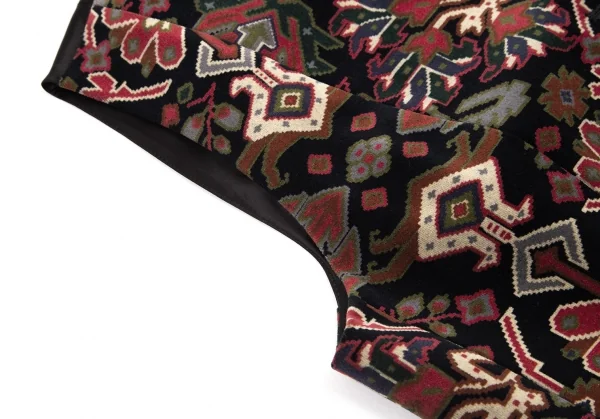 ケンゾーKENZO フラワープリントベロアロングベスト 黒マルチ2 K-113764_006