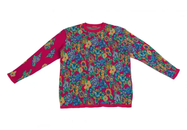 ケンゾーKENZO サイケデリックフラワージャガードニットセーター ピンクマルチM K-113765_002