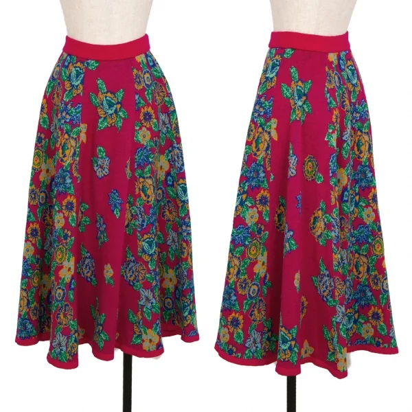 ケンゾーKENZO サイケデリックフラワージャガードニットスカート ピンクマルチM K-113766_001