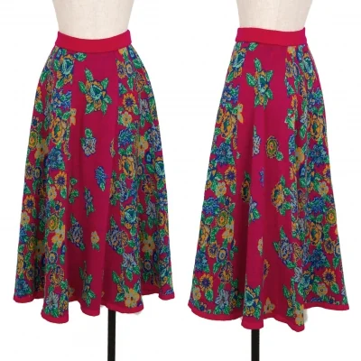 ケンゾーKENZO サイケデリックフラワージャガードニットスカート ピンクマルチ