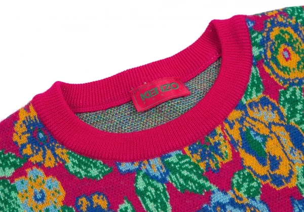 ケンゾーKENZO サイケデリックフラワージャガードニットセットアップ ピンクマルチM K-113767_005