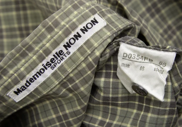 マドモアゼルノンノンMademoiselle NON NON コットンチェックダブルポケットシャツ 緑L位 K-113774_017