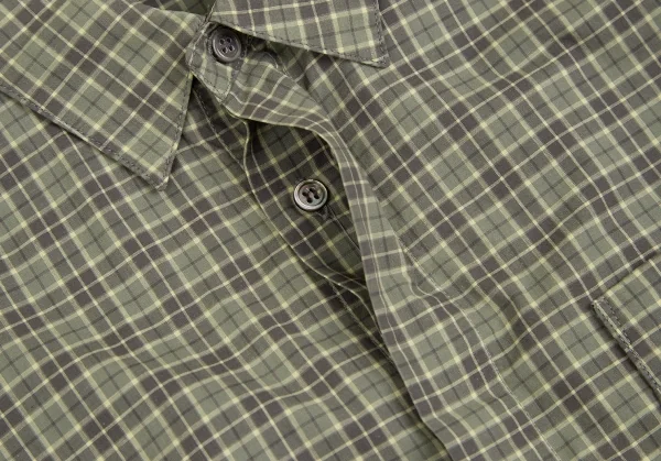 マドモアゼルノンノンMademoiselle NON NON コットンチェックダブルポケットシャツ 緑L位 K-113774_005