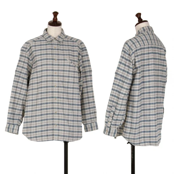 マドモアゼルノンノンMademoiselle NON NON コットンチェックレイヤードスリーブネルシャツ グレーL位 K-113777_001