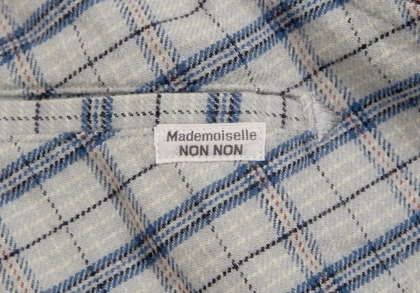 マドモアゼルノンノンMademoiselle NON NON コットンチェックレイヤードスリーブネルシャツ グレーL位 K-113777_008
