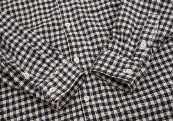 マドモアゼルノンノンMademoiselle NON NON コットンギンガムチェックネルシャツ 黒アイボリーL位 K-113778_010