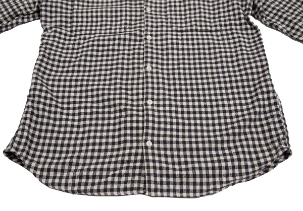 マドモアゼルノンノンMademoiselle NON NON コットンギンガムチェックネルシャツ 黒アイボリーL位 K-113778_012