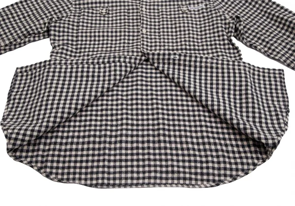 マドモアゼルノンノンMademoiselle NON NON コットンギンガムチェックネルシャツ 黒アイボリーL位 K-113778_013