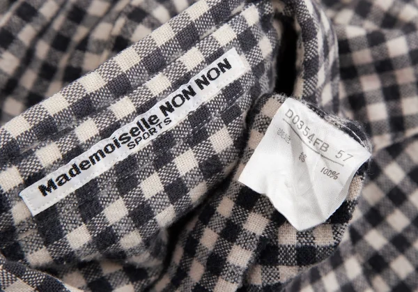 マドモアゼルノンノンMademoiselle NON NON コットンギンガムチェックネルシャツ 黒アイボリーL位 K-113778_016