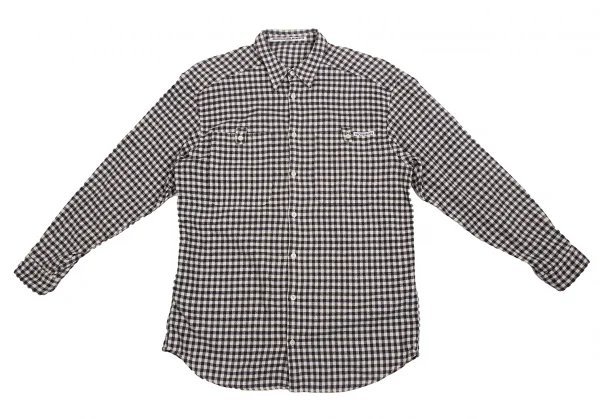 マドモアゼルノンノンMademoiselle NON NON コットンギンガムチェックネルシャツ 黒アイボリーL位 K-113778_002