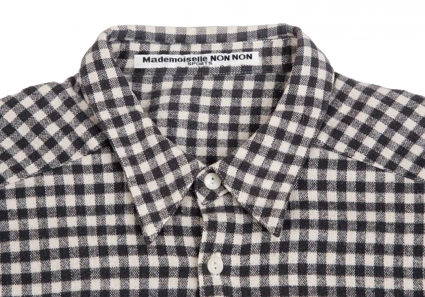 マドモアゼルノンノンMademoiselle NON NON コットンギンガムチェックネルシャツ 黒アイボリーL位 K-113778_004