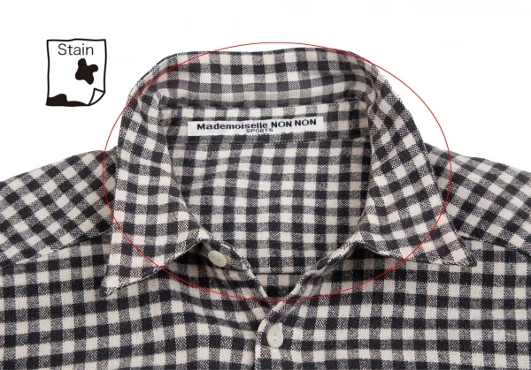 マドモアゼルノンノンMademoiselle NON NON コットンギンガムチェックネルシャツ 黒アイボリーL位 K-113778_005