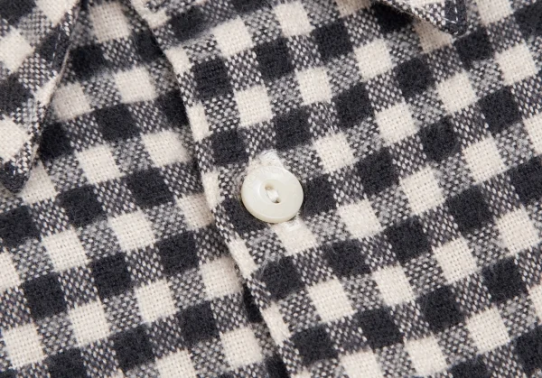 マドモアゼルノンノンMademoiselle NON NON コットンギンガムチェックネルシャツ 黒アイボリーL位 K-113778_006