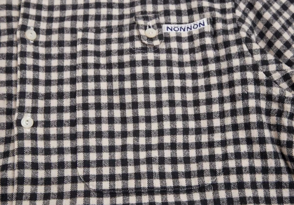 マドモアゼルノンノンMademoiselle NON NON コットンギンガムチェックネルシャツ 黒アイボリーL位 K-113778_007