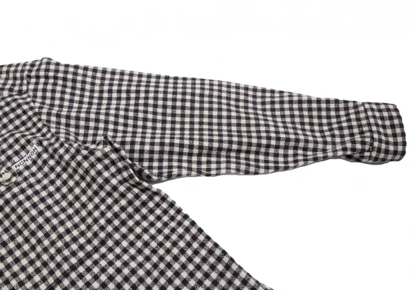 マドモアゼルノンノンMademoiselle NON NON コットンギンガムチェックネルシャツ 黒アイボリーL位 K-113778_009