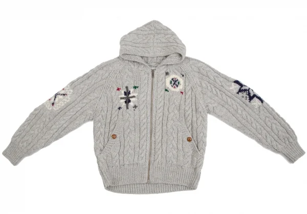 極美品 マドモアゼルノンノン ジップアップカーディガン ケーブル編み ゆったり イタリア製◇Mademoiselle NON NON マドモアゼルノンノン