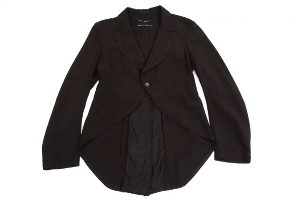 ローブドシャンブル コムデギャルソンrobe de chambre COMME des GARCONS 染めレーヨンウールモーニングジャケット 黒こげ茶M位 K-113791_002