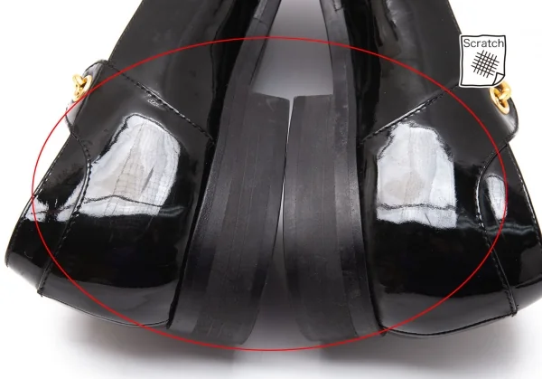 コムデギャルソンCOMME des GARCONS チェーンストラップベルトパテントレザーポインテッドトゥシューズ 黒24.5 K-113799_010