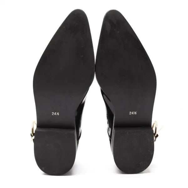 コムデギャルソンCOMME des GARCONS チェーンストラップベルトパテントレザーポインテッドトゥシューズ 黒24.5 K-113799_011