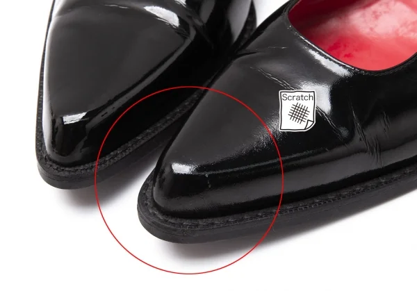 コムデギャルソンCOMME des GARCONS チェーンストラップベルトパテントレザーポインテッドトゥシューズ 黒24.5 K-113799_003