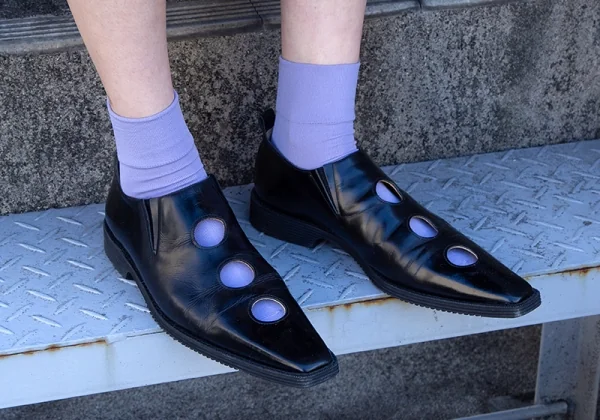 コムデギャルソンCOMME des GARCONS ホールデザインレザーシューズ 黒24.5 K-113804_016