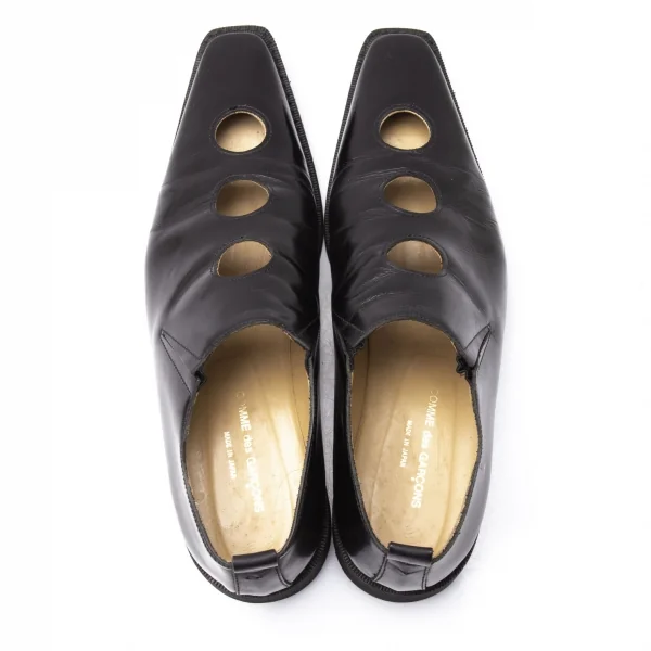 コムデギャルソンCOMME des GARCONS ホールデザインレザーシューズ 黒24.5 K-113804_008