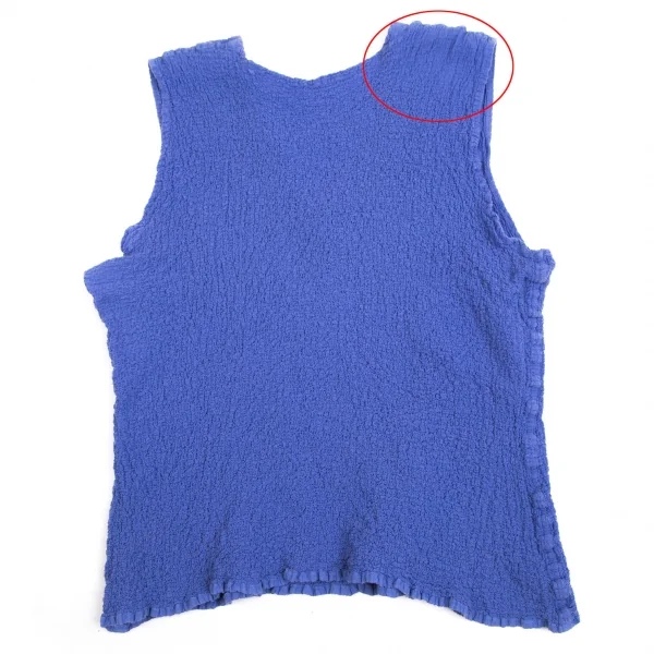 イッセイミヤケ ミーISSEY MIYAKE me カリフラワーVネックタンクトップ 青F K-113808_011