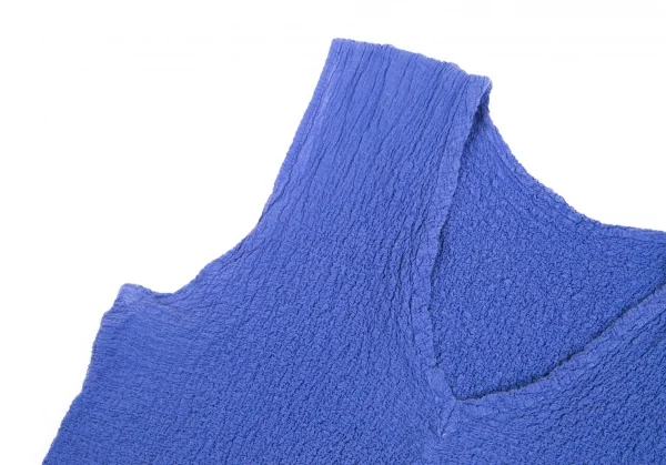 イッセイミヤケ ミーISSEY MIYAKE me カリフラワーVネックタンクトップ 青F K-113808_007