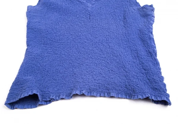 イッセイミヤケ ミーISSEY MIYAKE me カリフラワーVネックタンクトップ 青F K-113808_009