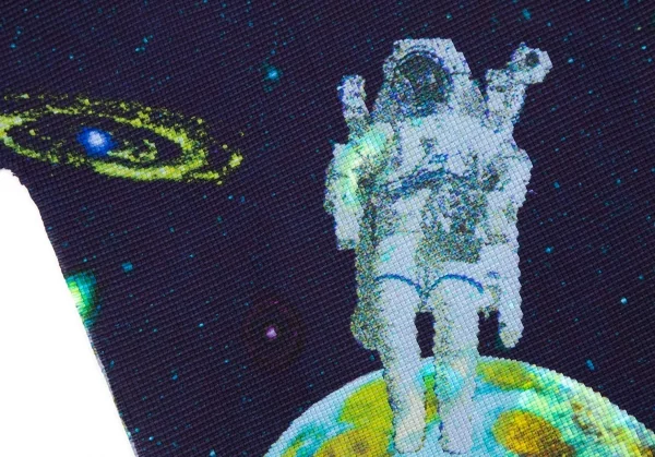 イッセイミヤケ ミーISSEY MIYAKE me 宇宙飛行士プラネットプリントストレッチプリーツハイネックTシャツ 紺F K-113809_011