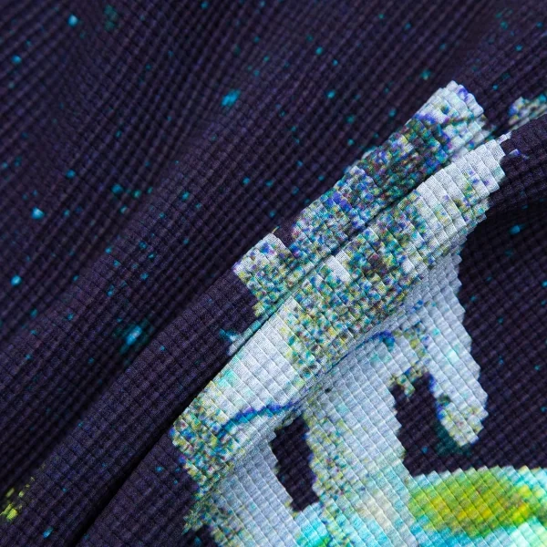 イッセイミヤケ ミーISSEY MIYAKE me 宇宙飛行士プラネットプリントストレッチプリーツハイネックTシャツ 紺F K-113809_012