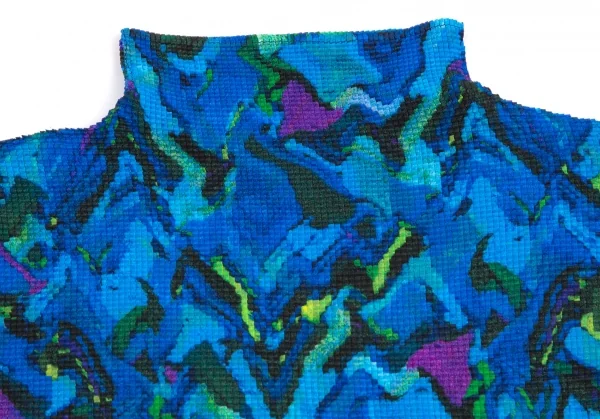 me ISSEY MIYAKE イッセイミヤケ ハイネック プリーツ カットソー イッセイミヤケ ミーISSEY MIYAKE me マーブルプリントストレッチ