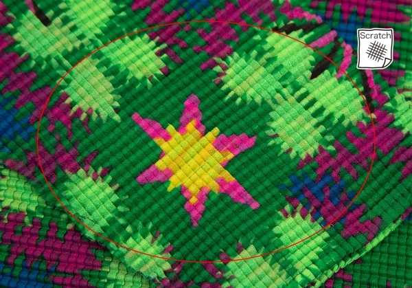 イッセイミヤケ ミーISSEY MIYAKE me クローバープリントストレッチプリーツハイネックカットソー 緑紫F K-113812_006