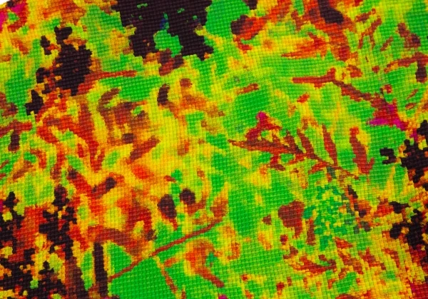 イッセイミヤケ ミーISSEY MIYAKE me グラフィックプリントストレッチプリーツハイネックカットソー 黄緑マルチF K-113813_011