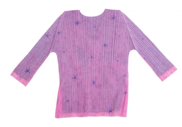 プリーツプリーズPLEATS PLEASE フラワーチュールレイヤード七分袖カットソー 紫青3 K-113841_010